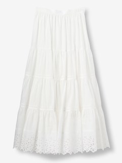 ストラスブルゴ(STRASBURGO)の花柄カットワークティアードロングスカート SKIRTS / スカート